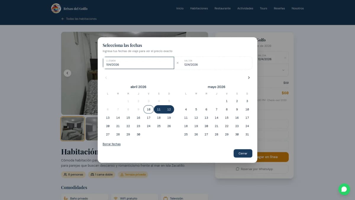 Sistema de reservas con calendario de disponibilidad